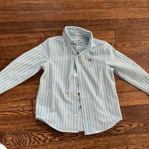 Toddler boy 2t vineyard vines button down oxford shirt green blue stripe